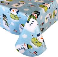 newbridge snowman flannel christmas tablecloth: add cheerful charm to your holiday decor logo