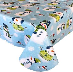 img 2 attached to Newbridge Snowman Flannel Christmas Tablecloth: Add Cheerful Charm to your Holiday Decor