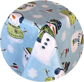 img 1 attached to Newbridge Snowman Flannel Christmas Tablecloth: Add Cheerful Charm to your Holiday Decor