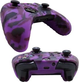 img 2 attached to 🎮 Hikfly Silicone Gel Controller Cover Skin Protector Kits for Xbox One Controller Video Games: 2x Camouflage Covers + 8 Thumb Grip Caps (Purple/Grey)