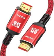 🔌 высокоскоростной hdmi-кабель 8k длиной 3,3 фута, snowkids ultra hd support, 48gbps, 8k@60hz, dynamic hdr, earc, оплетенный провод - идеально подходит для 3d-телевизора, проектора логотип