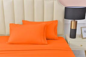 img 1 attached to 🛏️ Burnt Orange King Size Bamboo Sheets - Ultra Soft Luxury 1800 Series - Hypoallergenic - Fade & Wrinkle Resistant - Deep Pocket 16 Inch