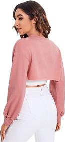 img 3 attached to 👚 Stylish and Comfortable Women's Drop Shoulder Asymmetrical Crop Pullover Sweatshirt Top by Verdusa