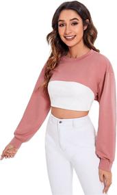 img 1 attached to 👚 Stylish and Comfortable Women's Drop Shoulder Asymmetrical Crop Pullover Sweatshirt Top by Verdusa