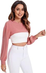 img 2 attached to 👚 Stylish and Comfortable Women's Drop Shoulder Asymmetrical Crop Pullover Sweatshirt Top by Verdusa