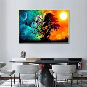 img 3 attached to Captivating DIY 5D Sun & Moon & Tree Diamond Painting Kit: Full Drill Round Landscape Rhinestone Embroidery Craft for Stunning Home Wall Decor (ZSH018)