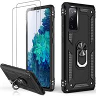 📱 lumarke samsung s20 fe case with screen protector, rugged military grade heavy duty cover - 16ft drop test, magnetic kickstand, car mount compatible - protective phone case for samsung galaxy s20 fe, black logo