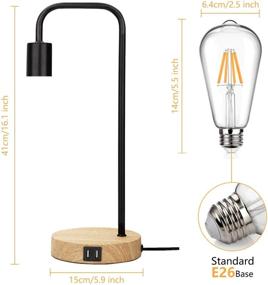 img 2 attached to 💡 3 Way Dimmable USB Desk Lamp with Touch Control, Two USB Charging Ports – Ideal for Bedroom, Living Room, Office – Dimmable Vintage 6W ST64 E26 LED Bulb Included