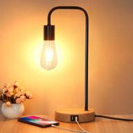 💡 3 way dimmable usb desk lamp with touch control, two usb charging ports – ideal for bedroom, living room, office – dimmable vintage 6w st64 e26 led bulb included логотип