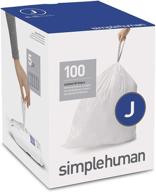 🗑️ simplehuman custom fit drawstring trash bags j code, 30-45 l / 8-12 gal, white, 100 count logo