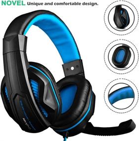 img 3 attached to Gaming Headset DLAND 3.5mm Wired Bass Stereo Noise Isolation Headphones with Mic for Laptop Computer, Cellphone, PS4- Volume Control (Black/Blue)