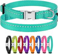 🐶 reflective nylon small dog collar with metal buckle - adjustable, black, pink, mint green, lime, orange, red, purple, blue logo