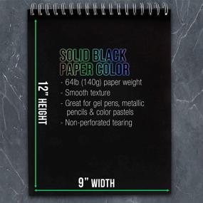 img 2 attached to 📒 Pack of 2 Premium Black Heavyweight Paper Spiral Bound Sketch Pads, 9 in. x 12 in., 140gsm, 64 Pound, 30 Sheets, U.S. Art Supply