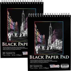 img 4 attached to 📒 Pack of 2 Premium Black Heavyweight Paper Spiral Bound Sketch Pads, 9 in. x 12 in., 140gsm, 64 Pound, 30 Sheets, U.S. Art Supply