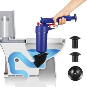 img 4 attached to High Pressure Drain Blaster Air Powered Plunger Gun - Powerful Clog Remover for Sinks, Toilets, Showers, and Bathtubs - Bathroom, Kitchen, Pipe Opener Cleaner Pump (Blue)