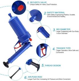 img 3 attached to High Pressure Drain Blaster Air Powered Plunger Gun - Powerful Clog Remover for Sinks, Toilets, Showers, and Bathtubs - Bathroom, Kitchen, Pipe Opener Cleaner Pump (Blue)