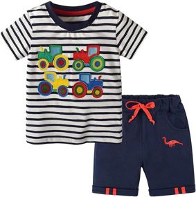 img 4 attached to 👕 Cool Summer Outfit set for Little Boys: Short Sleeved Polo Tee + Pants Set