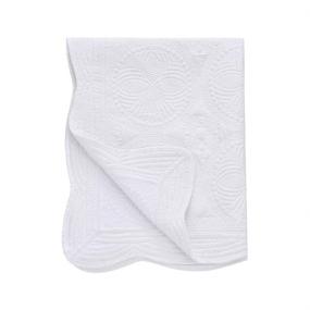 img 4 attached to 🌼 Soft Cotton Baby Quilt Blanket: Personalized Monogram, Lightweight Embossed Crib Quilt for Four Seasons, White