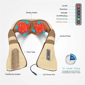 img 1 attached to 🔌 Beige Electric Back and Neck Massager with Heat - Deep Tissue 3D Kneading for Neck and Shoulder Relief