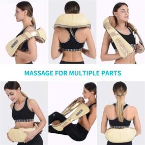 img 2 attached to 🔌 Beige Electric Back and Neck Massager with Heat - Deep Tissue 3D Kneading for Neck and Shoulder Relief