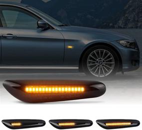 img 4 attached to 🚦 ГемПро Последовательные оранжевые светодиодные сторонние маркеры-поворотники для BMW E84 E81 E82 E87 E88 E90 E91 E92 E93 E46 E53 X3 E83 X1 - черный стиль, с дымчатой линзой (2 шт.)