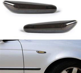 img 2 attached to 🚦 ГемПро Последовательные оранжевые светодиодные сторонние маркеры-поворотники для BMW E84 E81 E82 E87 E88 E90 E91 E92 E93 E46 E53 X3 E83 X1 - черный стиль, с дымчатой линзой (2 шт.)