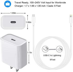 img 1 attached to 🍎 Адаптер быстрой зарядки iPhone 13 12, сертифицированный Apple MFi - 20W адаптер с поддержкой PD, USB C стеновое зарядное устройство и кабель Type-C на Lightning 6FT