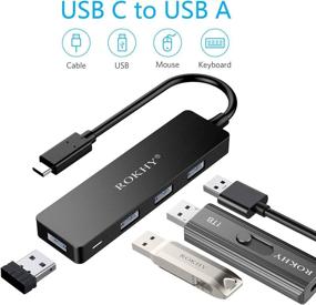 img 3 attached to 🔌 ROKHY USB C Hub: Ultra-Slim 4-Port USB 3.0 Data Hub for MacBook, iPad Pro, Laptops, Android Smartphones