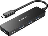 🔌 rokhy usb c hub: ultra-slim 4-port usb 3.0 data hub for macbook, ipad pro, laptops, android smartphones logo