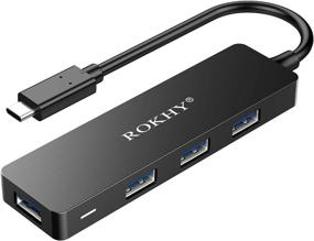 img 4 attached to 🔌 ROKHY USB C Hub: Ultra-Slim 4-Port USB 3.0 Data Hub for MacBook, iPad Pro, Laptops, Android Smartphones