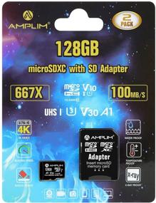 img 4 attached to Amplim MicroSD Card 128GB Memory, Includes Adapter - MicroSDXC UHS-I TF Class 10 V30, High Speed for Nintendo Switch, GoPro Hero, Surface, Galaxy Phone, Security Cam, Tablet, Camera