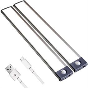 img 4 attached to 🔆 Otinlai Under Cabinet Lights - Wireless LED Motion Sensor Lights with Full Screen Illumination - 54 LED Cabinet Lighting - LED Closet Light with USB Rechargeable - Magnetic Stick-on Lights - Silver White (2 Pack)