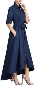 img 3 attached to 👗 VERWIN Women's Long Sleeve Maxi Dress: Loose Elegant Button Down Shirt with Pockets, Belts Included