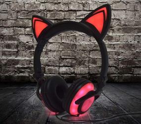 img 2 attached to 🎧 Rechargeable Cat Ear LED Kids Headphones LX-R107 - Black & Pink, Ideal for Kids, Teens, and Adults, Compatible with iPad, Tablet, Computer, Mobile Phone