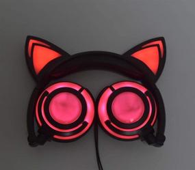 img 1 attached to 🎧 Rechargeable Cat Ear LED Kids Headphones LX-R107 - Black & Pink, Ideal for Kids, Teens, and Adults, Compatible with iPad, Tablet, Computer, Mobile Phone