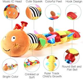 img 3 attached to 🐛 JERICETOY Baby Toys | Musical Caterpillar Multicolor Infant Toy | Crinkle Rattle Soft with Ruler Design | Bells and Rattle Educational Toddler Plush Toy | Ideal for Newborns, Boys, Girls, and 3+ Months