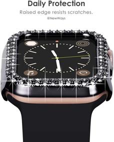 img 2 attached to 📱 NewWays 2-Pack Bling Cases: Stylish Protection for Apple Watch SE Series 6 5 4 3 2 1 (38mm, Black/Clear)