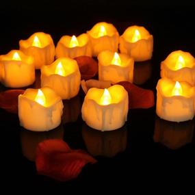 img 2 attached to 🕯️ YETHAN 12 Packs LED Flameless Candles: Battery Operated Votive Tea Lights for Christmas, Halloween, Outdoor Home, Wedding Party Decorations - Warm White Glow