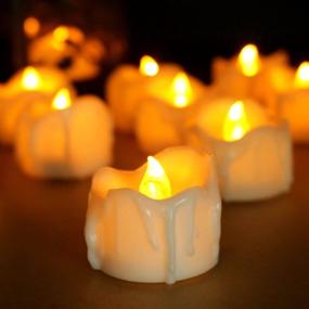 img 1 attached to 🕯️ YETHAN 12 Packs LED Flameless Candles: Battery Operated Votive Tea Lights for Christmas, Halloween, Outdoor Home, Wedding Party Decorations - Warm White Glow