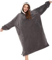 🔥 oversized blanket sweatshirt, sherpa wearable blanket with pocket - super warm cozy hooded blanket for adults, men, women, and teens - one size fits all (dark gray) logo