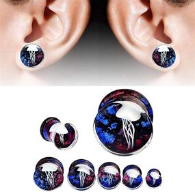 img 3 attached to 🐙 Yungger Glass Plugs Double Flare Saddle Jellyfish Ear Plugs Kit - 0G-5/8 inch (1 Pair, 3 Pairs, or 5 Pairs)