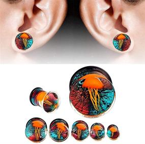 img 1 attached to 🐙 Yungger Glass Plugs Double Flare Saddle Jellyfish Ear Plugs Kit - 0G-5/8 inch (1 Pair, 3 Pairs, or 5 Pairs)