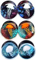 🐙 yungger glass plugs double flare saddle jellyfish ear plugs kit - 0g-5/8 inch (1 pair, 3 pairs, or 5 pairs) logo