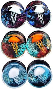 img 4 attached to 🐙 Yungger Glass Plugs Double Flare Saddle Jellyfish Ear Plugs Kit - 0G-5/8 inch (1 Pair, 3 Pairs, or 5 Pairs)