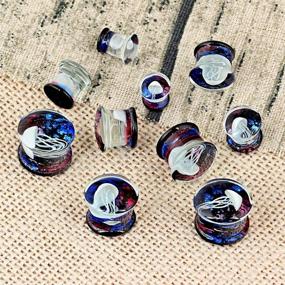 img 2 attached to 🐙 Yungger Glass Plugs Double Flare Saddle Jellyfish Ear Plugs Kit - 0G-5/8 inch (1 Pair, 3 Pairs, or 5 Pairs)