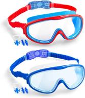 🏊 elimoons kids goggles for swimming (ages 3-15) - no leaking, anti-fog, waterproof (2-pack) with nose cover logo