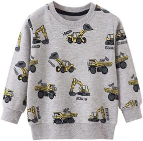 img 4 attached to Cartoon Cute Boys Sweatshirts: Long Sleeve Crew Pullover T-Shirts for Toddler Kids (Size 2-7T)