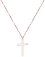 momol tiny cross pendant necklace: elegant 18k gold plated stainless steel necklace for christian women and girls logo