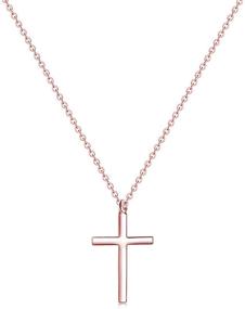 img 4 attached to MOMOL Tiny Cross Pendant Necklace: Elegant 18K Gold Plated Stainless Steel Necklace for Christian Women and Girls