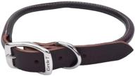 🐶 latigo leather round dog collar - coastal circle t - 1" x 24 logo